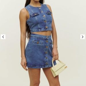 Reformation Blue Denim Skirt